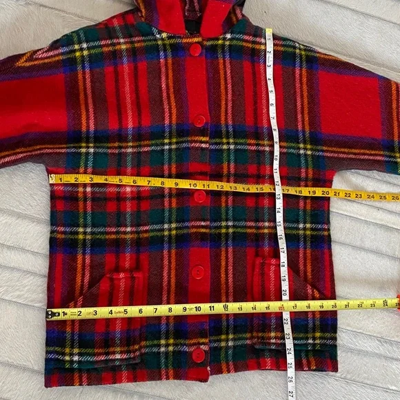 Vtg 80’s Red Plaid Hooded Jacket by House of Kilt Making Royal Scotland 🏴󠁧󠁢󠁳󠁣󠁴󠁿 - Picture 8 of 10